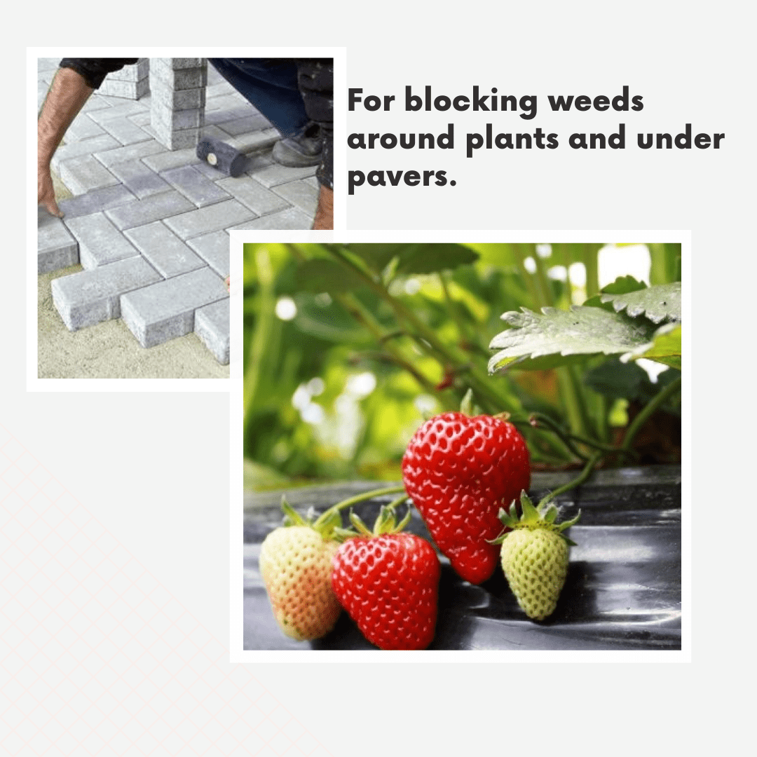 JM Gardens 2 Pack Weed Barrier 10 ft x 4 ft , Black Weed Control Mat