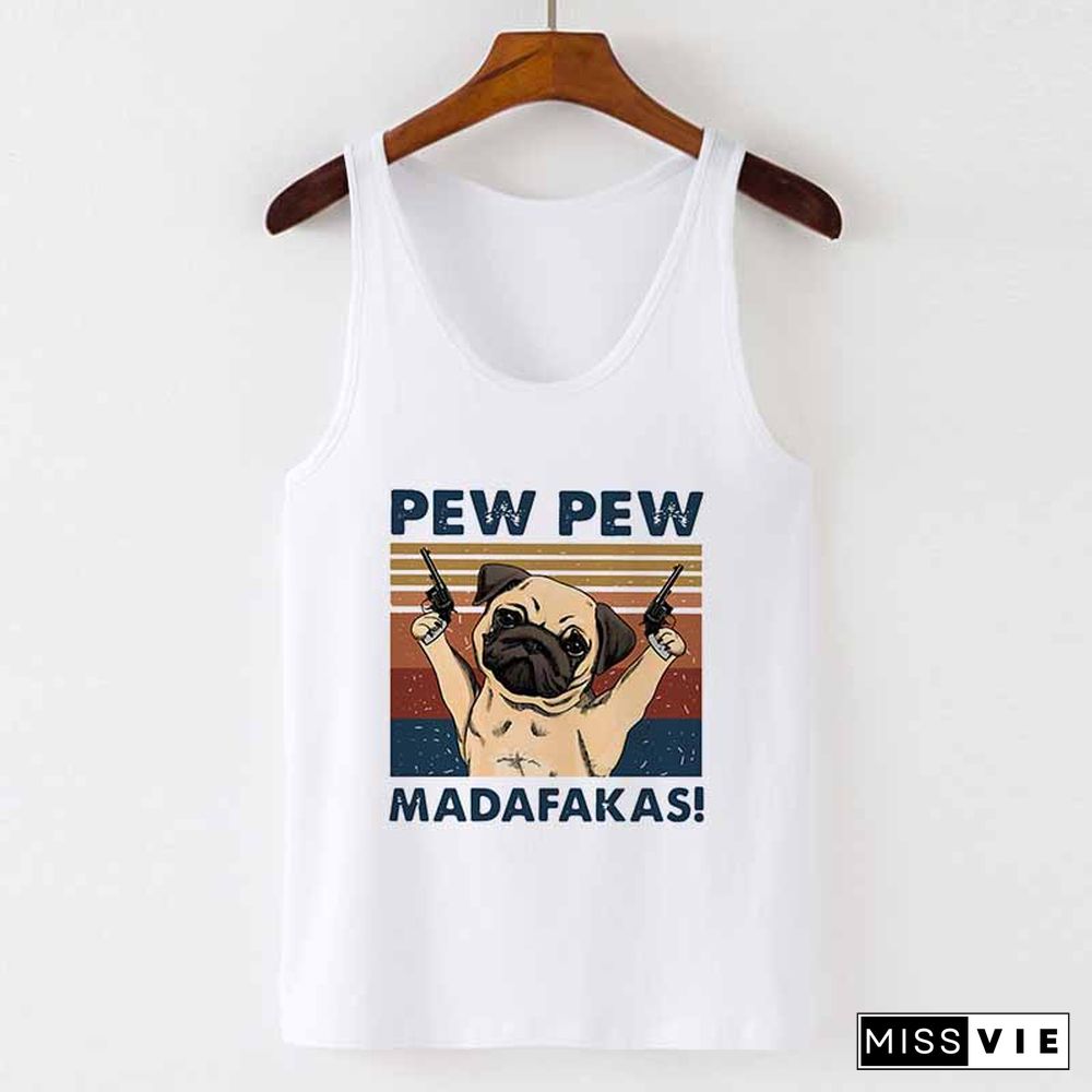 Camisole Sexy Vest Tank Tops Murderous Black Cat With Gun Funny Pew Pew Madafakas Print Women Sleeveless Halloween T Shirt