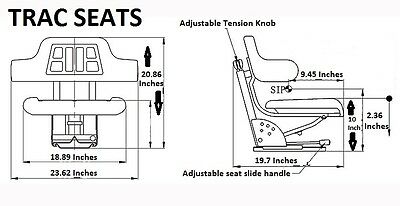 Black Trac Seats Tractor Suspension Seat Fits John Deere 5400 5410 6110