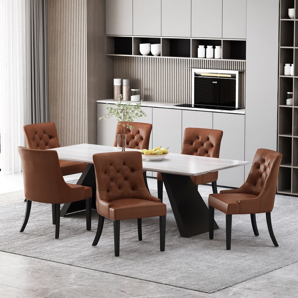 Cheney Tufted Dining Chairs (Set of 6) by Christopher Knight Home