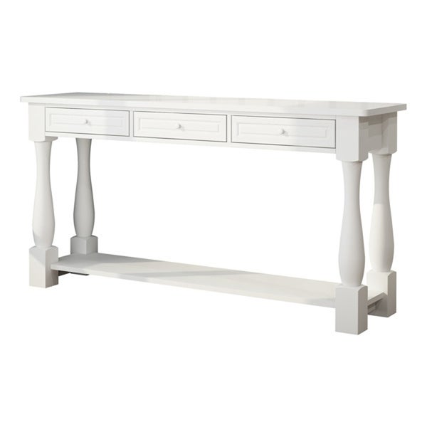 Wood Entryway Console Table with Storage Drawers and Bottom Shelf