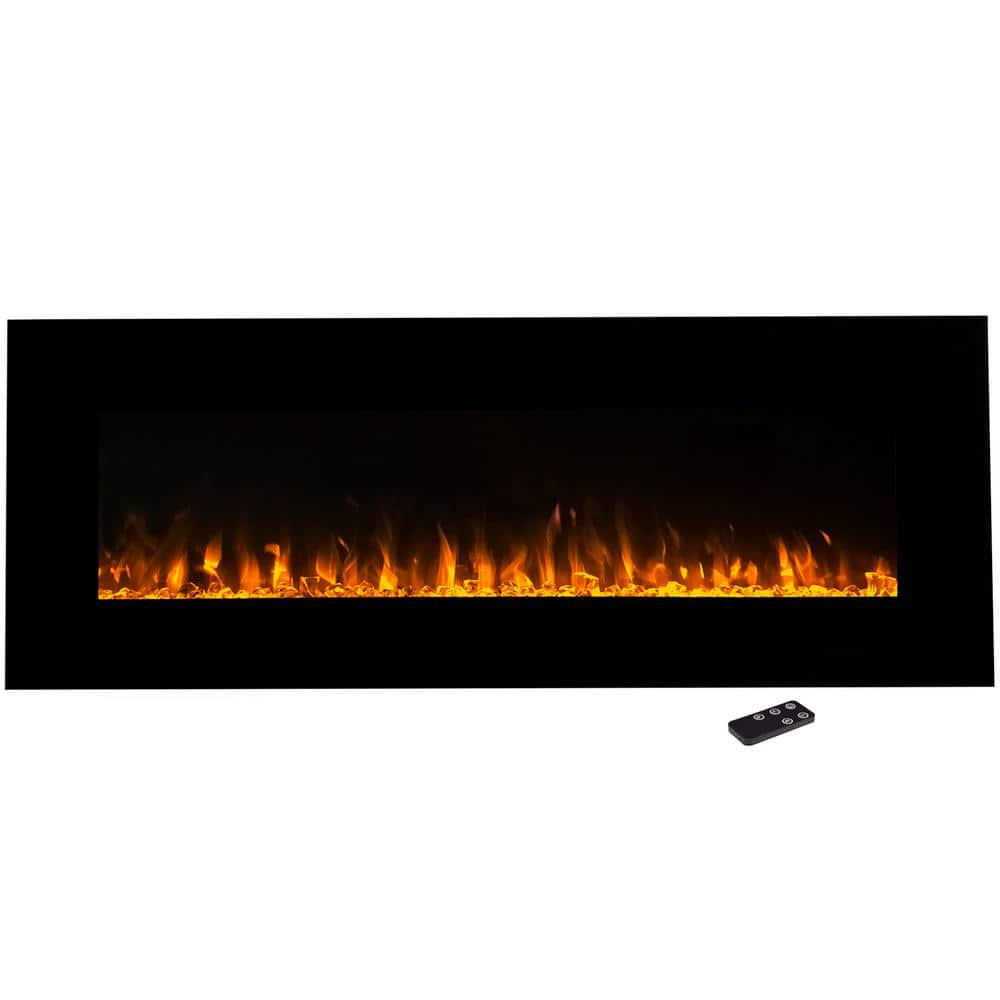 Northwest 54 in LED Fire and Ice Electric Fireplace with Remote in Black