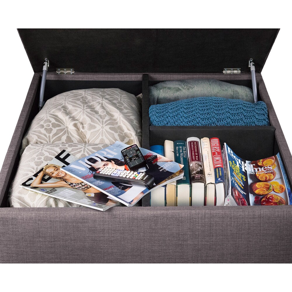 MJL Furniture Manhattan Espresso Fabric Upholstered Organizational Cocktail Ottoman Table