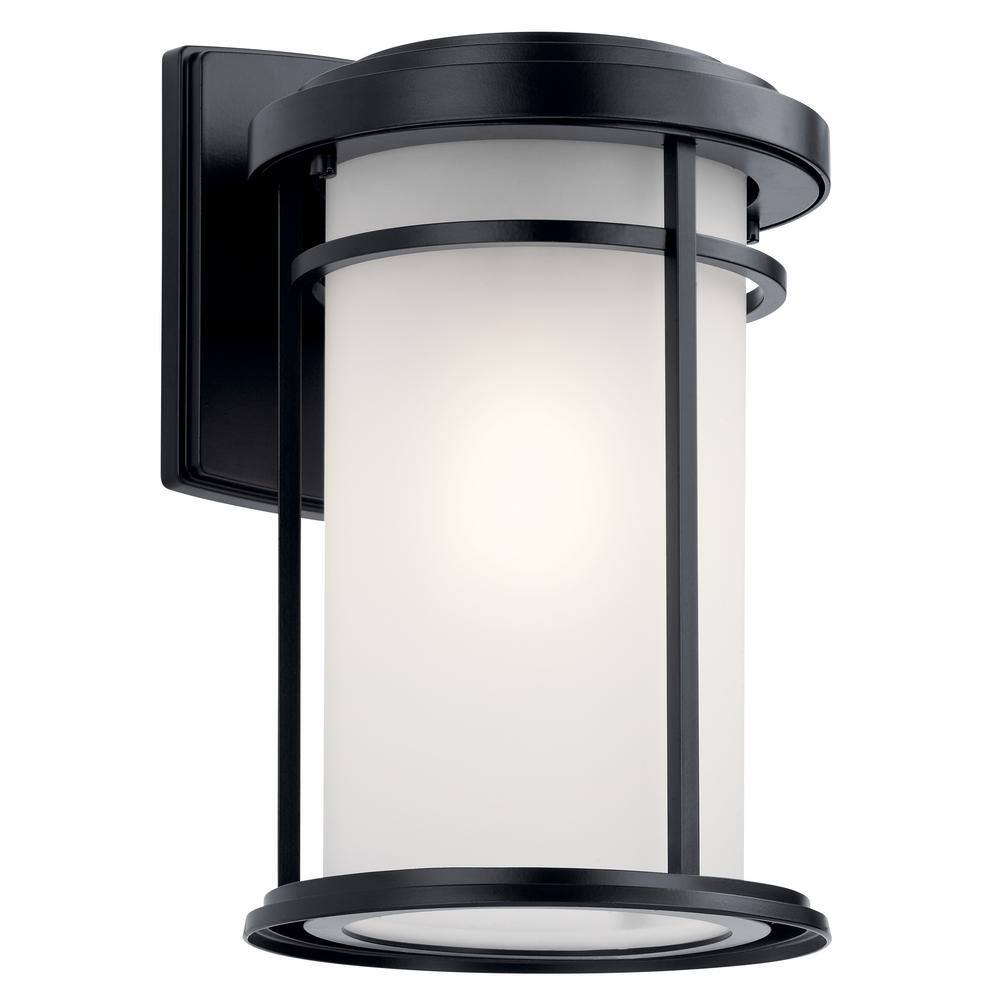 KICHLER Toman 1-Light Black Outdoor Hardwired Wall Lantern Sconce with No Bulbs Included (1-Pack) 49687BK