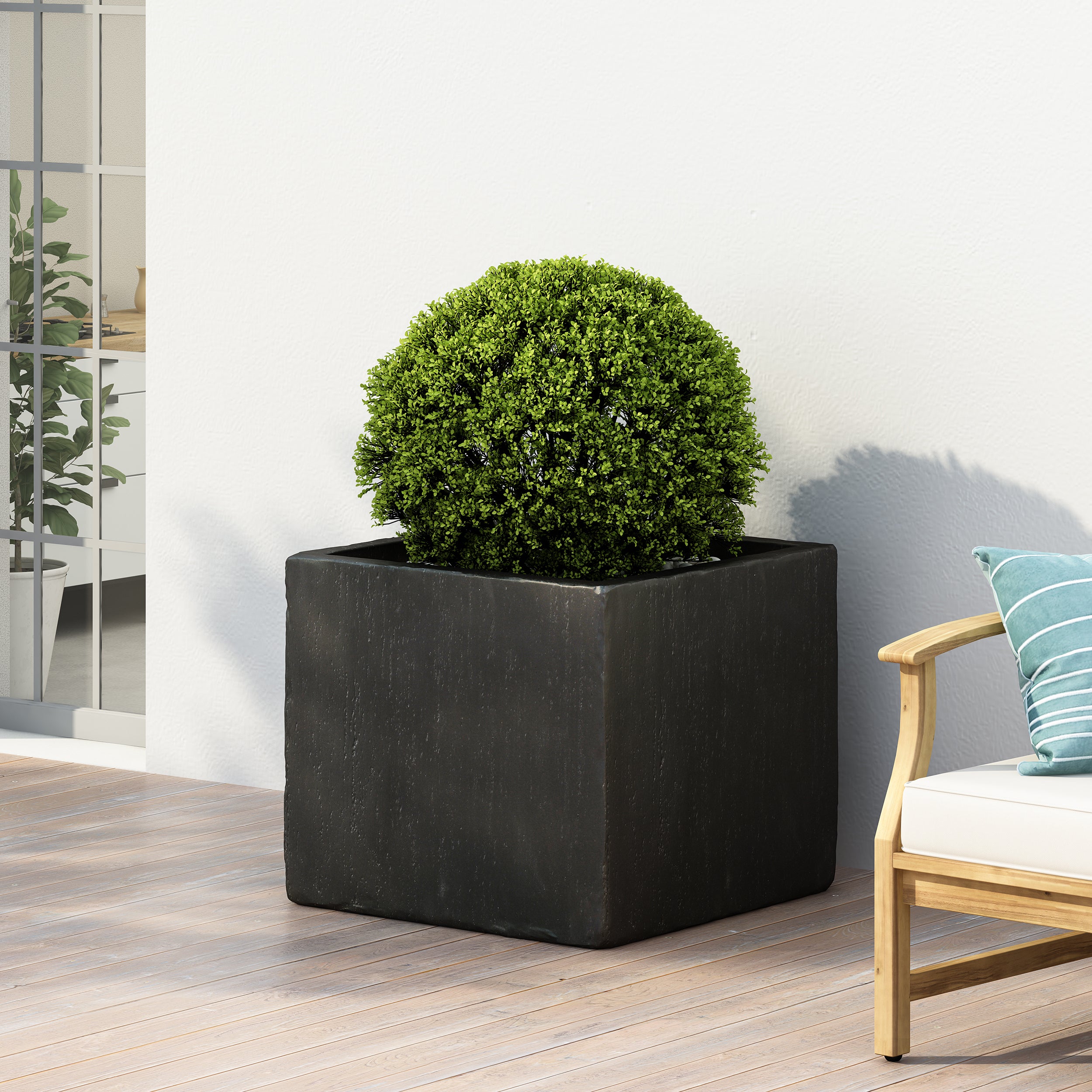 Fardeen Outdoor Modern Cast Stone Square Planter