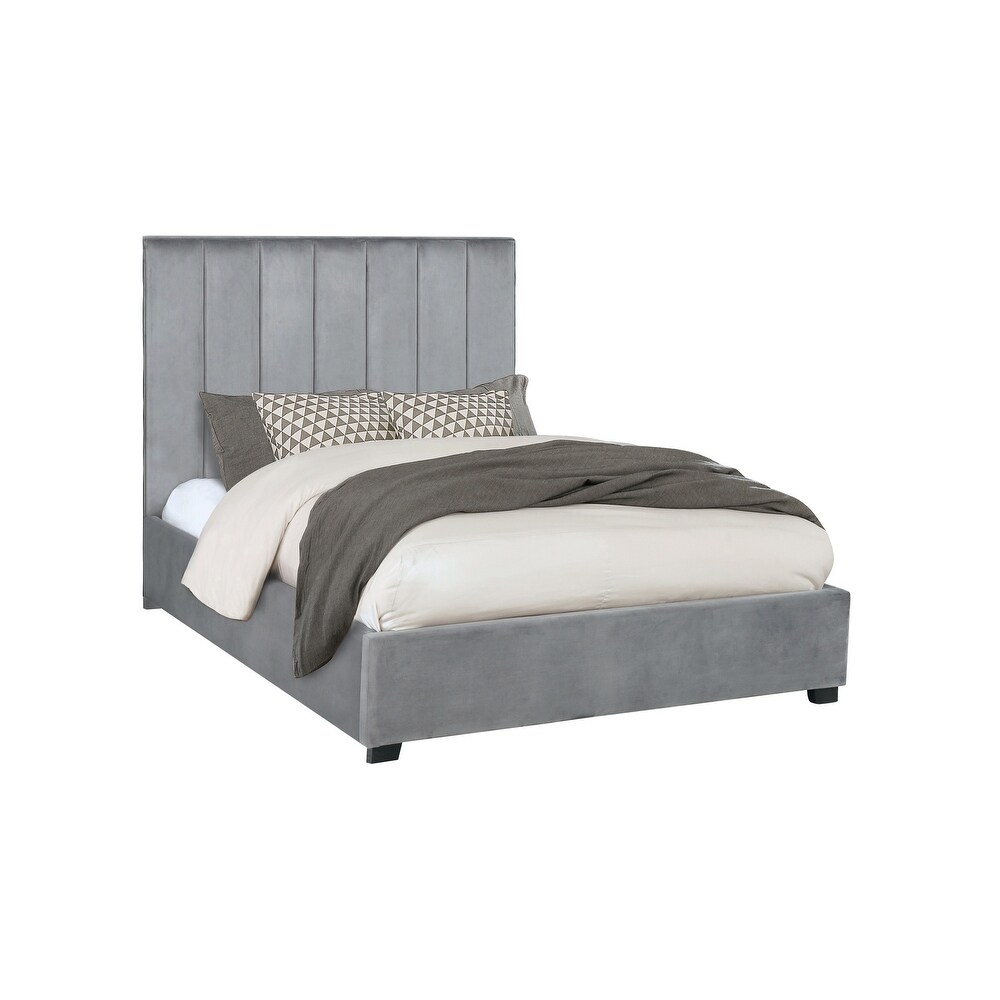 Quinlan Grey and Metallic Sterling 2 piece Bedroom Set with Nightstand