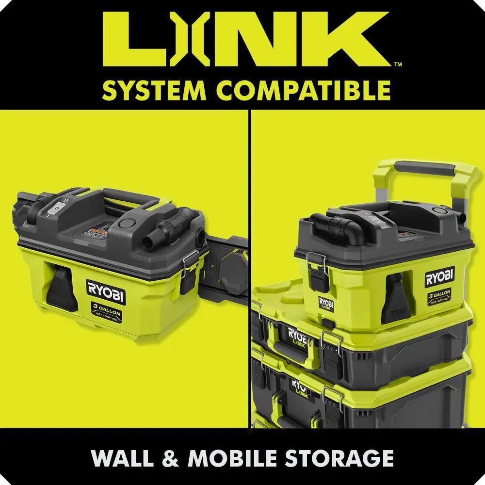 RYOBI ONE+ 18V LINK Cordless 3 Gal. WetDry Vacuum (Tool Only) PCL734B