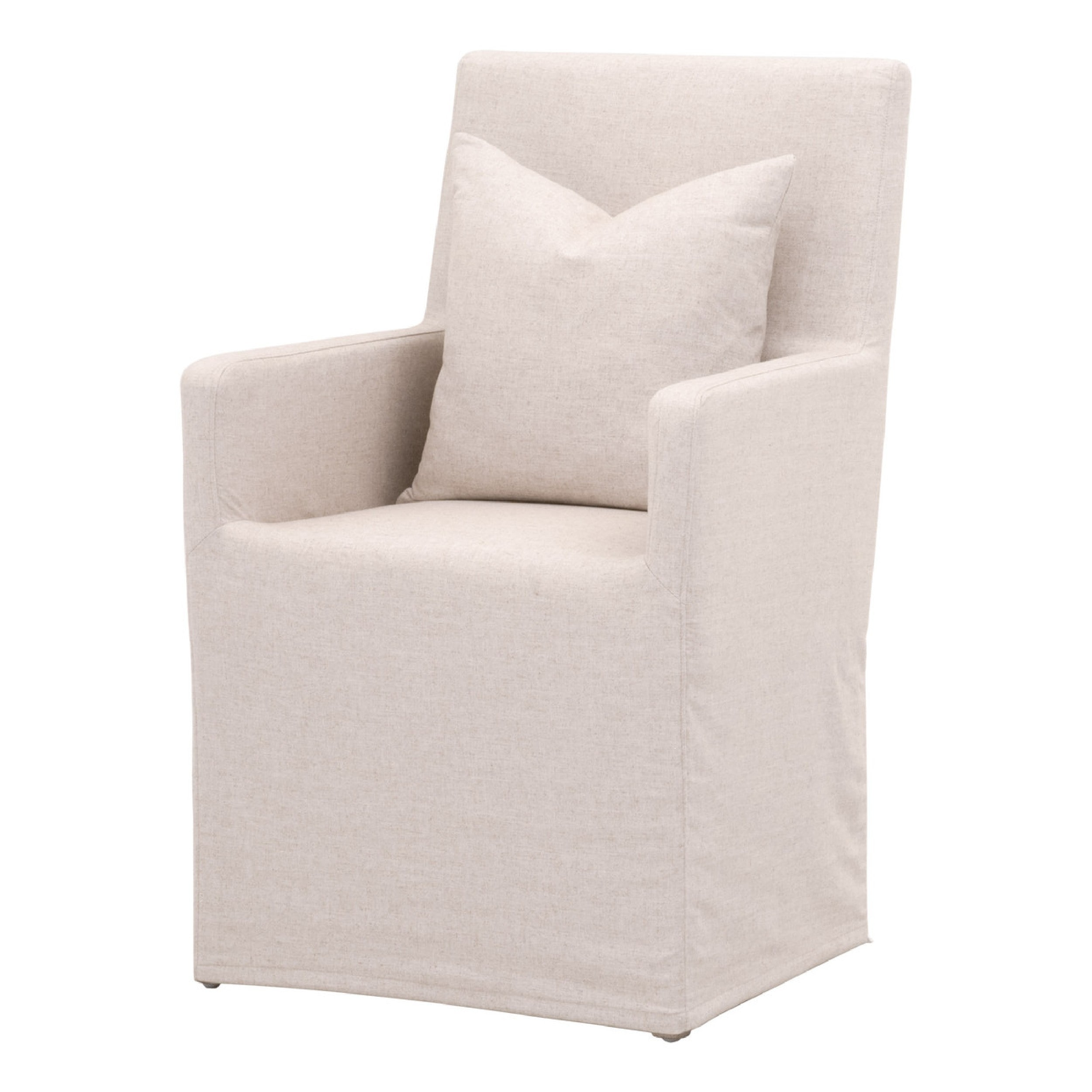 Arm Chair with Slipcover and 1 Accent Pillow， Beige