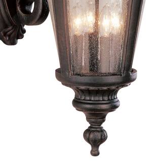 Bel Air Lighting Commons 4-Light Rust Lantern Outdoor Wall Light Fixture with Seeded Glass 5045 RT