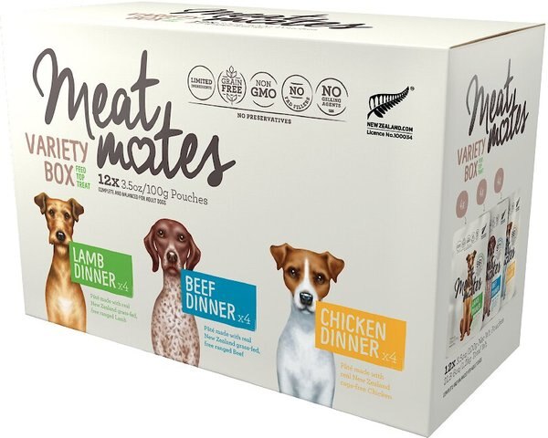 Meat Mates Variety Box Grain-Free Dog Food， 3.5-oz， case of 12