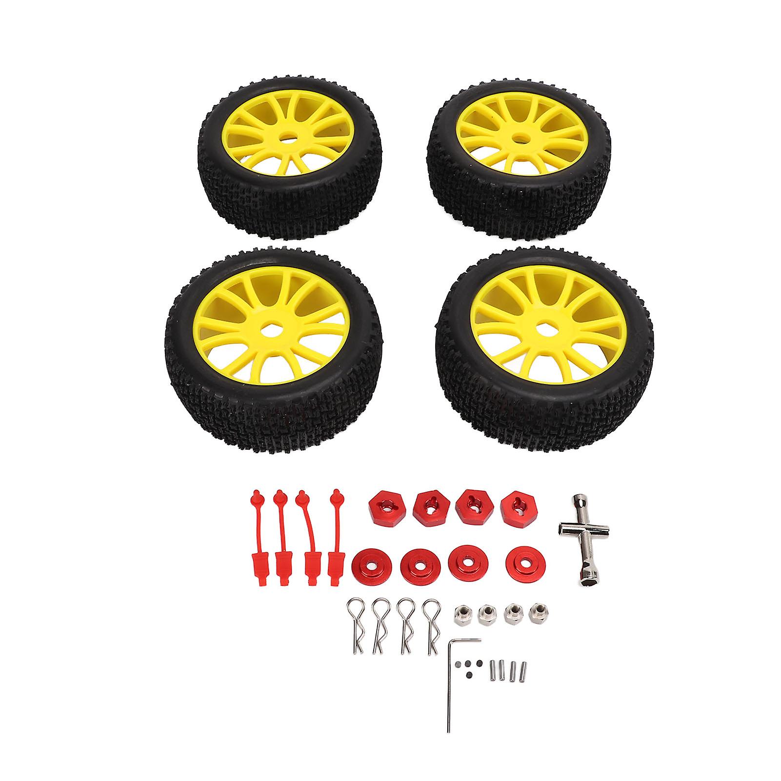 4pcs Rc Car Rubber Tires Wheel Rim Set For 1/8 1/10 Remote Control Car Upgrade Accessories