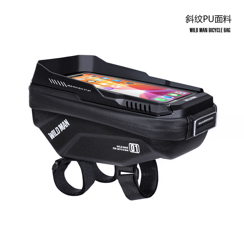 WILD MAN Bike Phone Front Frame Bag XT3X Custom Waterproof Bicycle Mount Bag Hard Shell Bike Phone Pouch Cell Phone Case