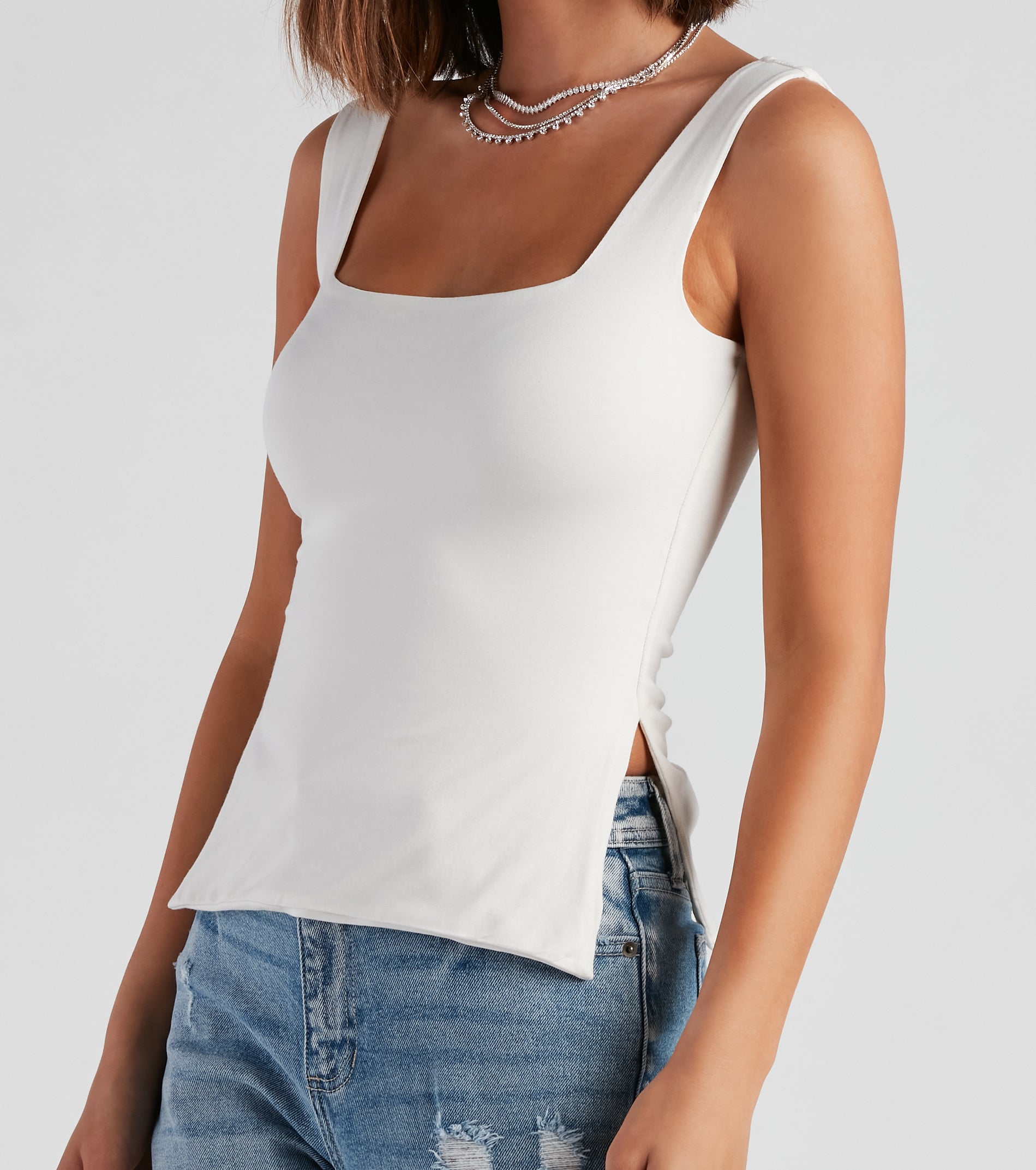 All About Basic Slit Tank Top