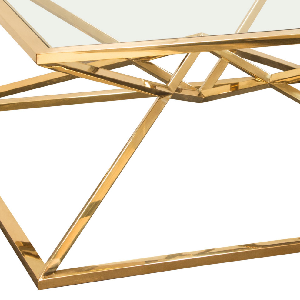 Aria Square Cocktail Table With Metal Base  Gold   Contemporary   Coffee Tables   by clickhere2shop  Houzz