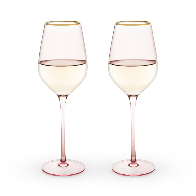 Twine Rose Wine Glasses Gold Rimmed Set Of 2