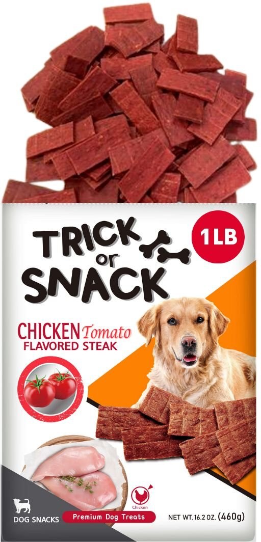 Trick or Snack Chicken and Tomato Flavored Steak Dog Treats， 1-lb bag