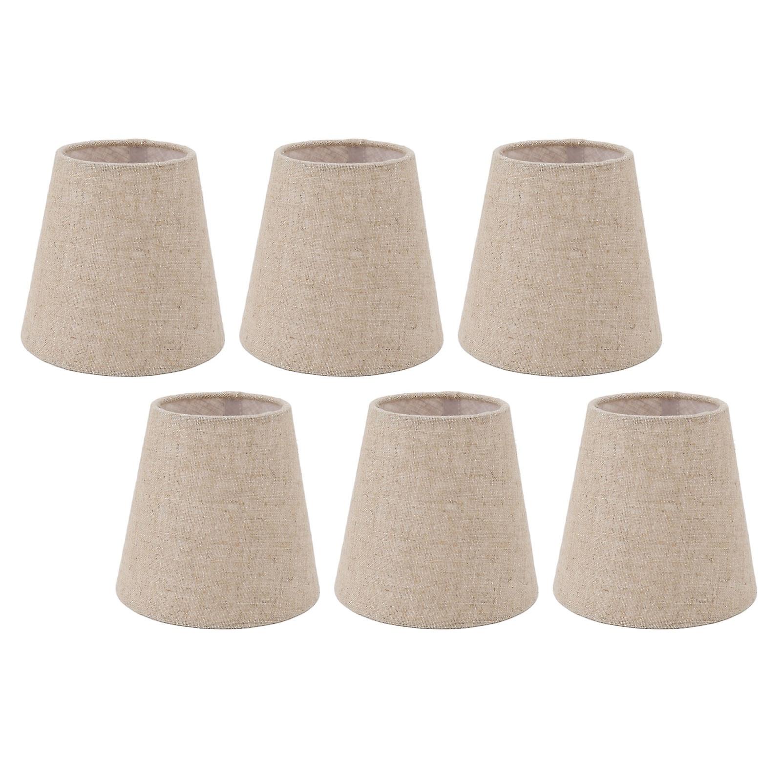 6Pcs Small Lamp Shade Clip On Drum Linen Fabric Lampshade for Candle Bulbs Lighting Accessories