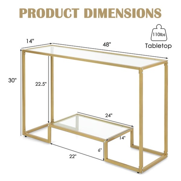 Costway 48'' 2-Tier Console Entryway Behind Couch Table for Living - See Details