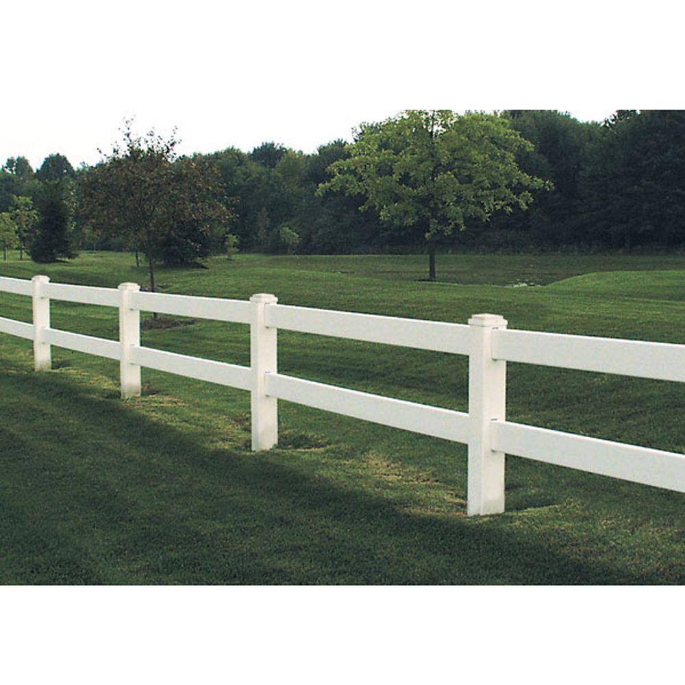 Barrette Outdoor Living 2-Rail 5 in. x 5 in. x 5 ft. White Vinyl Line Fence Post 73025455