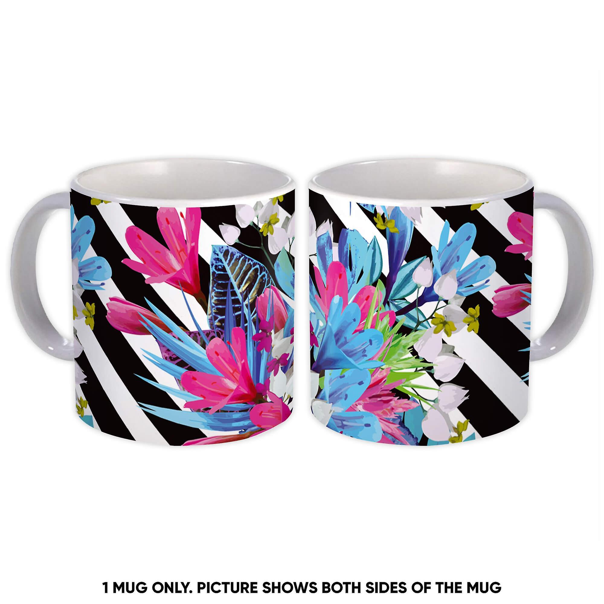 Gift Mug: Exotic Flowers Bouquet Zebra