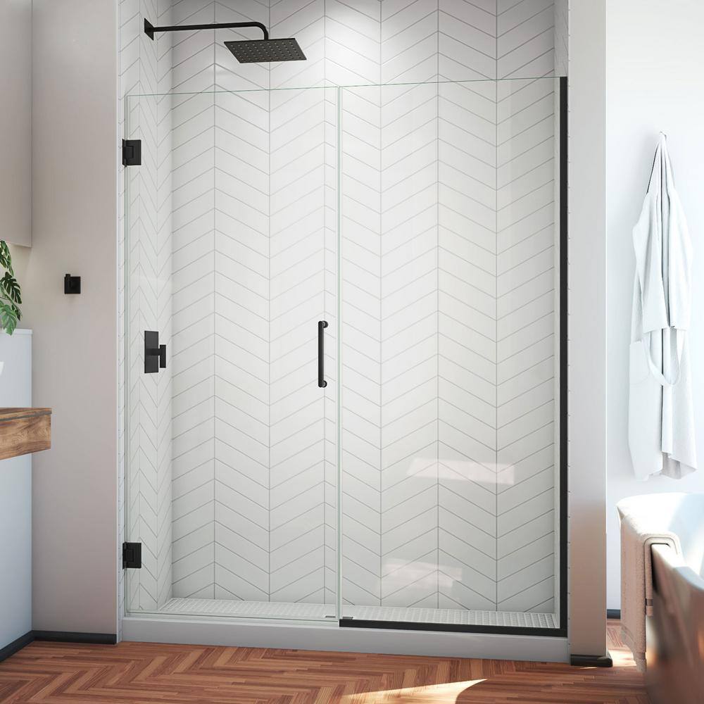 DreamLine Unidoor Plus 58.5 to 59 in. x 72 in. Frameless Hinged Shower Door in Satin Black SHDR-245857210-09