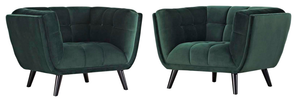 Bestow Velvet Armchairs  Set of 2   Midcentury   Armchairs And Accent Chairs   by Modway  Houzz