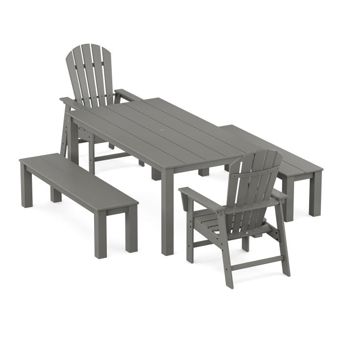 Polywood South Beach 5-Piece Parsons Dining Set with Benches PWS2315-1