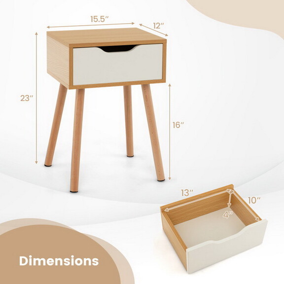 Costway Set of 1/2 Modern Nightstand with Storage ...