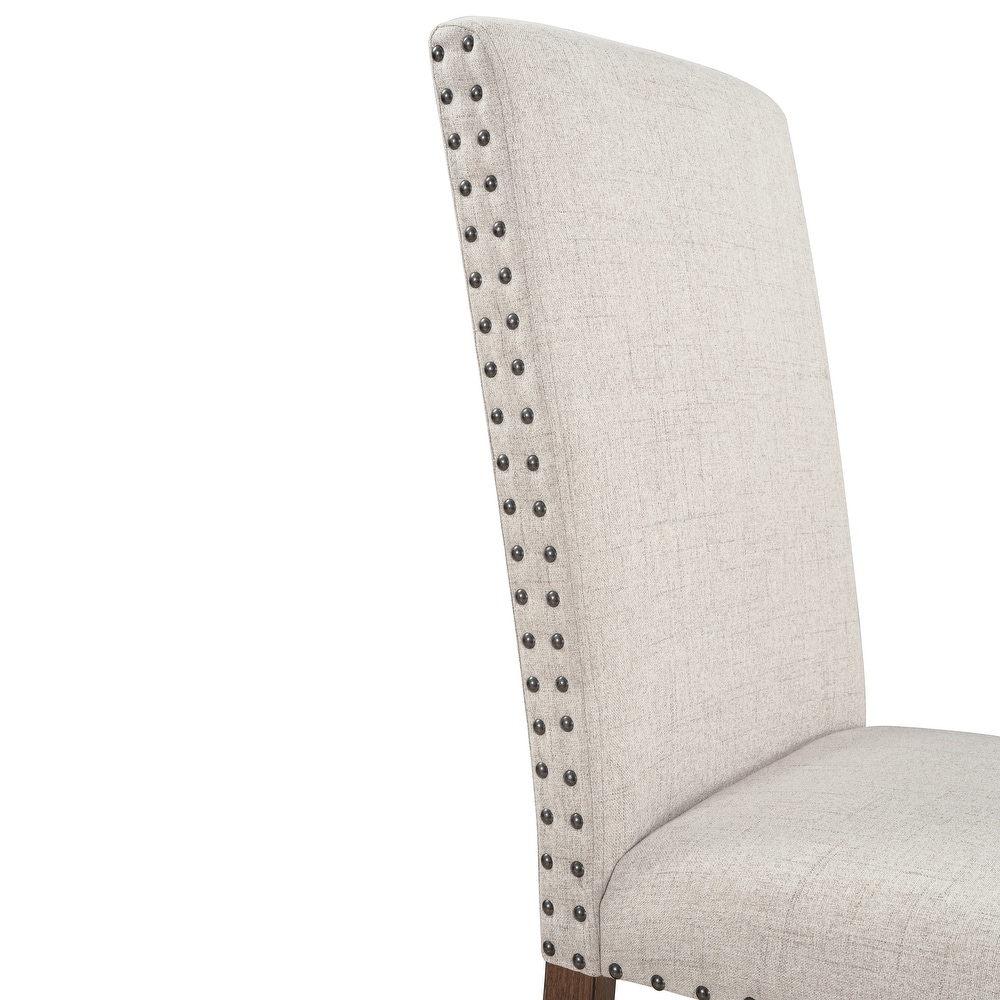 High Back Upholstered Nailhead Trim Parsons Dining Chairs (Set of 2)