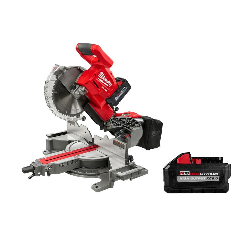 Milwaukee M18 FUEL 18V 10 in. Lithium-Ion Brushless Cordless Dual Bevel Sliding Compound Miter Saw Kit w/(2) 8.0 Ah Batteries 2734-21-48-11-1880