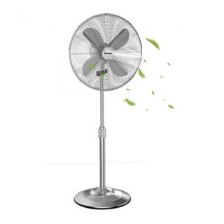 Aoibox 18 Inch 3 Speed Metal Adjustable Oscillating Pedestal Fan High Velocity Standing Fan in Silver SNSA05FN019