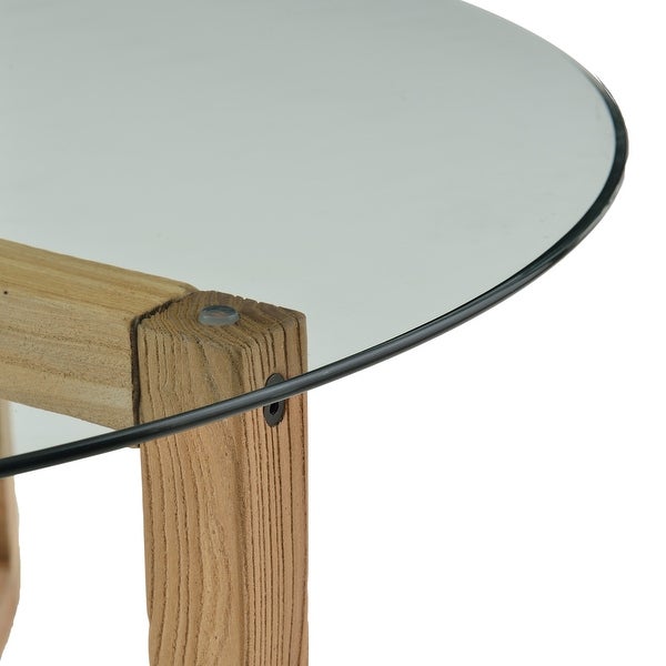 Round Glass Coffee Table Cocktail Table with Tempered Glass Top