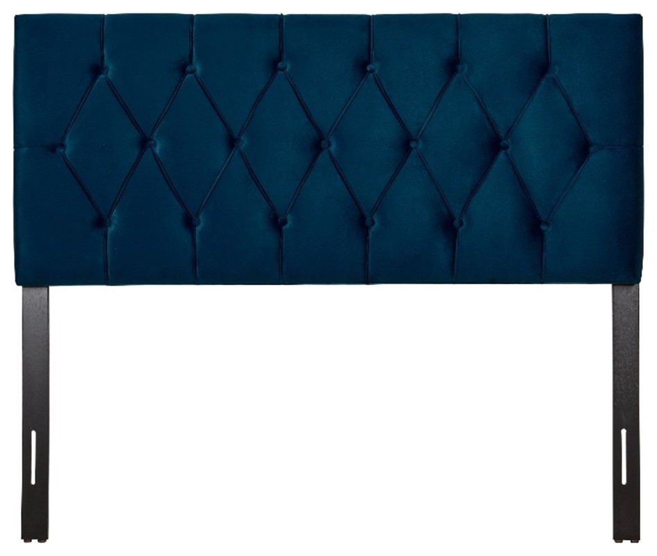 CorLiving Catalina Navy Blue Diamond Tufted Velvet Headboard   Full/Double   Contemporary   Headboards   by Homesquare  Houzz