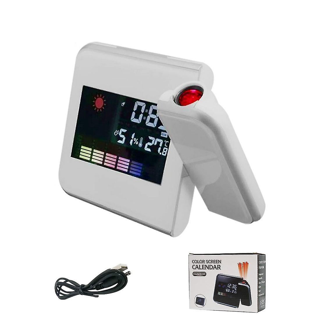 Led Digital Projection Alarm Clock Temperature Thermometer Desk Time Date Display Projector Calenda