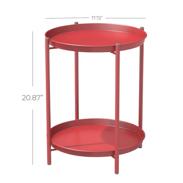 2Tier Metal Round Side Table for Outdoor and Indoor Use