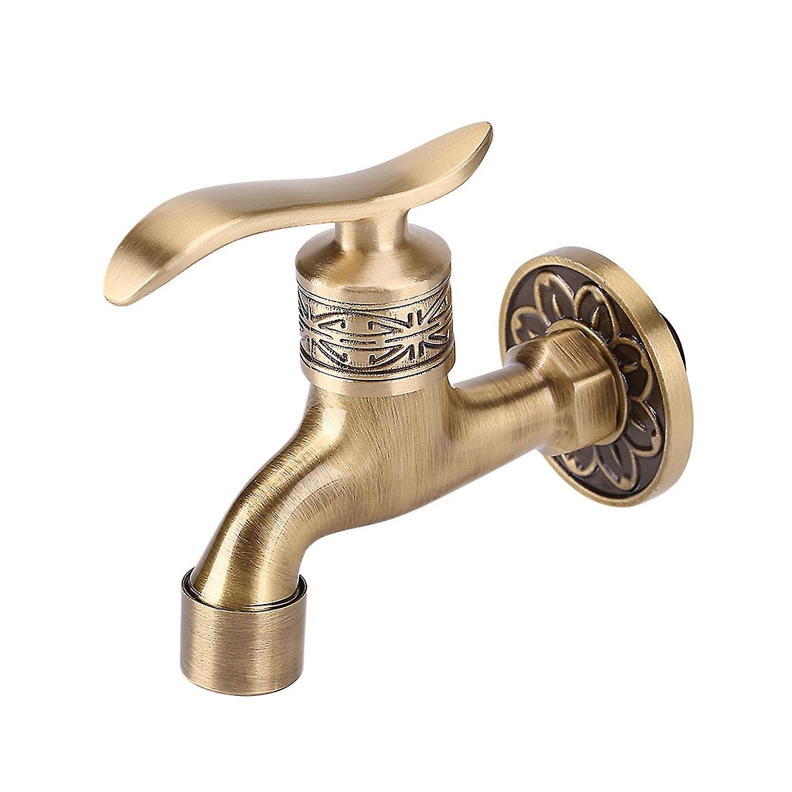 Antique Style Brass Washing Machine Faucet Wall Mount Laundry Cold Water Tap Bathroom Use