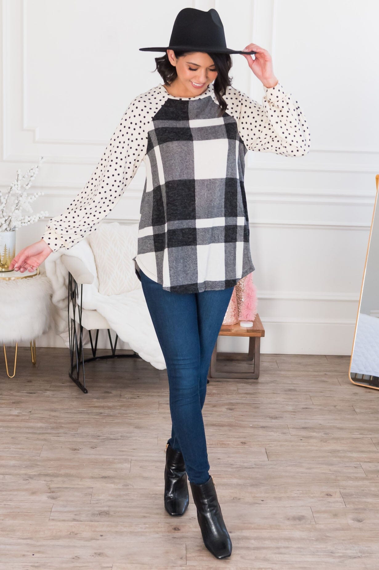 Falling For Plaid Modest Top