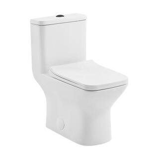 Swiss Madison Carre 1-piece 1.11.6 GPF Dual Flush Square Toilet in Glossy White with Black Hardware Seat Included SM-1T256HB