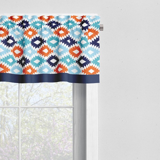 Bacati Liam Aztec Print Aqua orange navy Window Valance