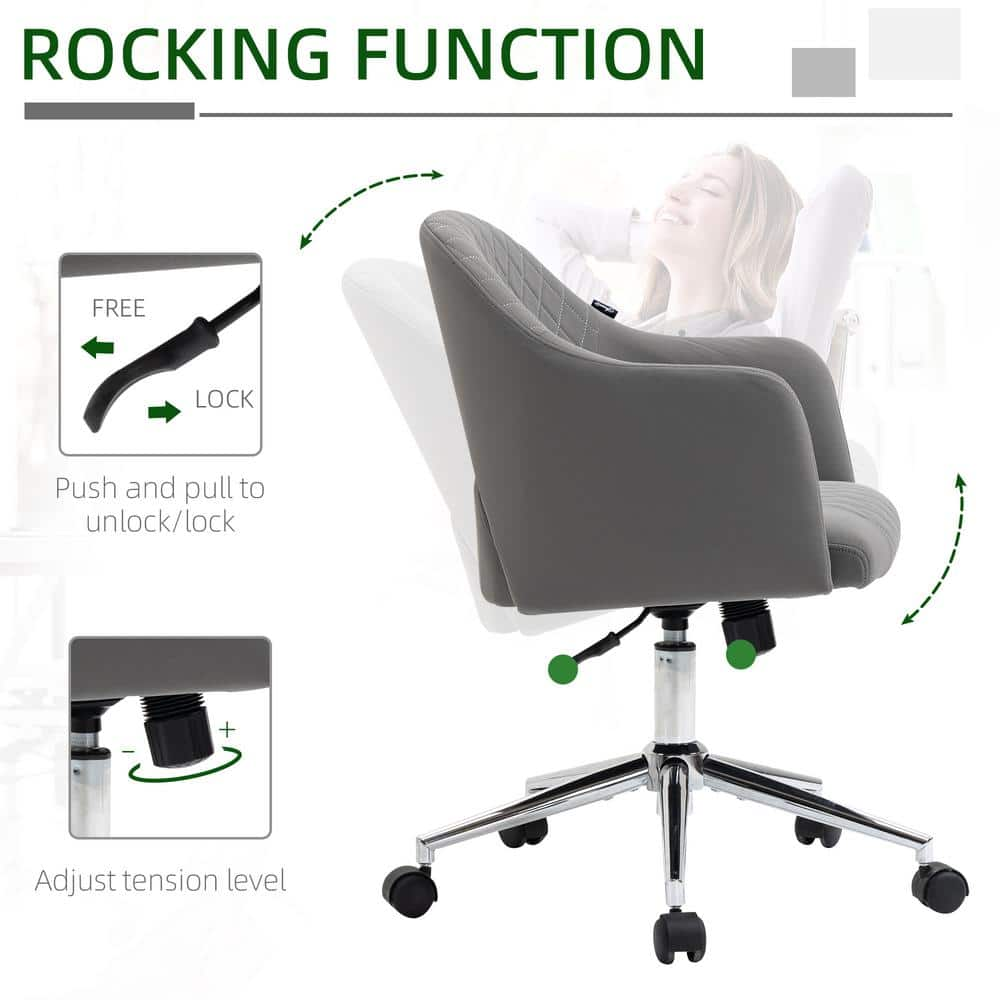 Vinsetto Grey, Ergonomic Office Chair with Swivel, Hollow Mid-Back Computer Desk Chair with Adjustable Height and Back Tilt 921-461LG