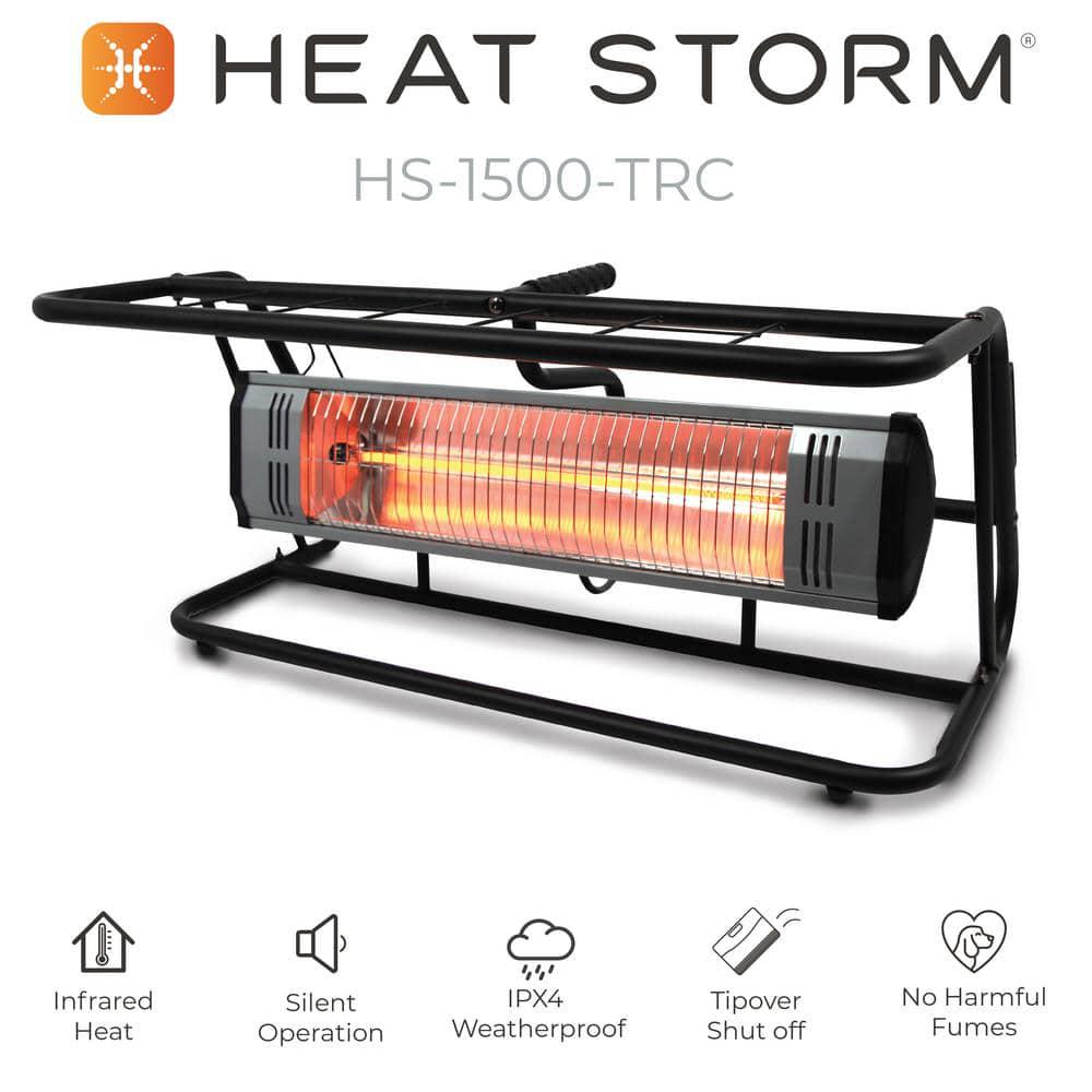 Heat Storm Tradesman 1500Watt Outdoor Electric Infrared Quartz Portable Space Heater with Roll Cage and WallCeiling Mount