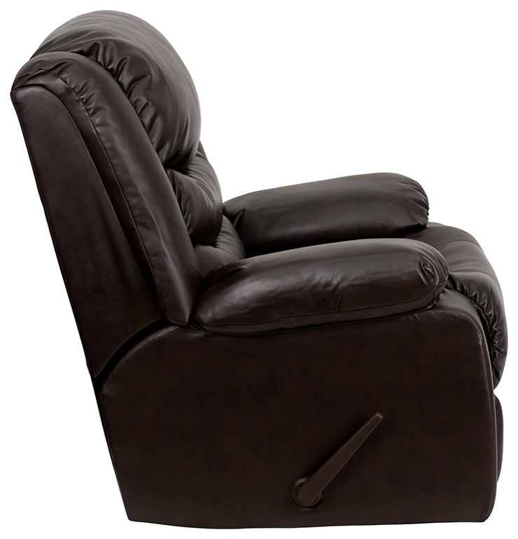 Plush Brown LeatherSoft Lever Rocker Recliner with Padded Arms   Contemporary   Recliner Chairs   by First of a Kind USA Inc  Houzz