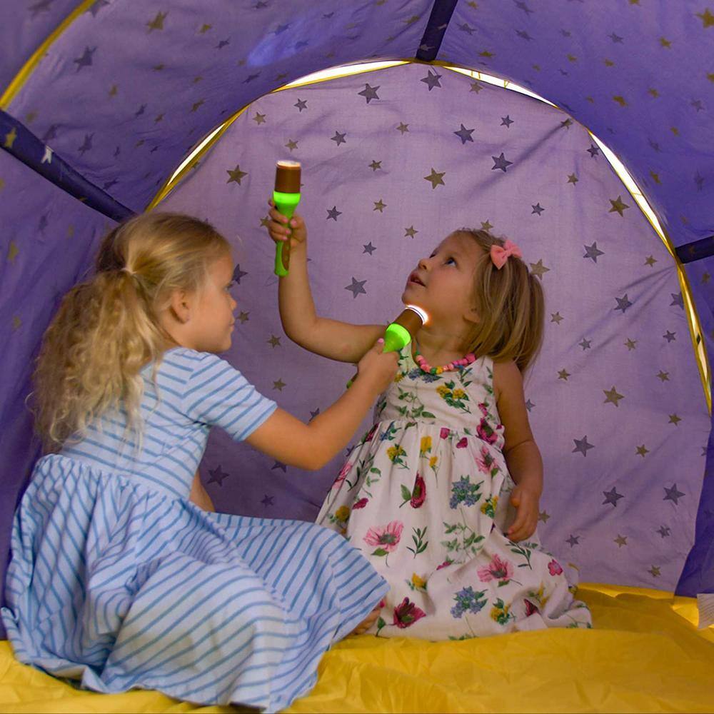 Alvantor Indoor Pop Up Portable Frame Polyester Starlight Bed Canopy Kids Play Tent Twin Curtains Glow in The Dark Stars Purple 2004