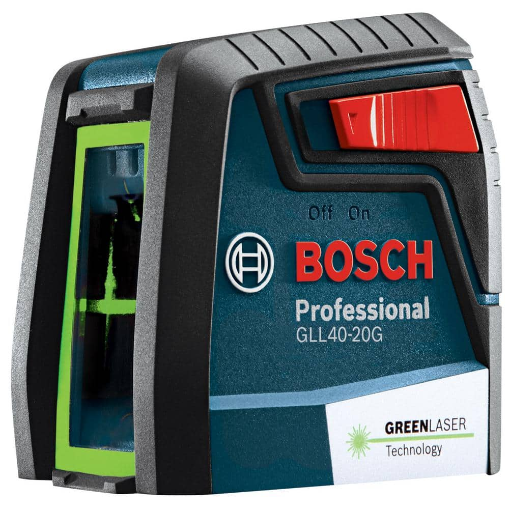 Bosch 40 ft. Green Cross Line Laser Level Self Leveling with VisiMax Technology, 360 Degree Mounting Device and Carrying Pouch GLL 40-20 G