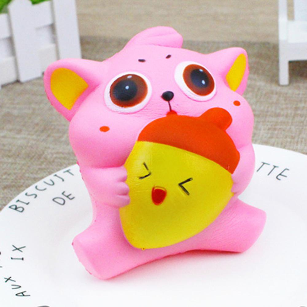 Exquisite Fun Soft Cat Cartoon Squishy Slow Rising Squeeze Toy Phone Straps Ballchains Simulation Kawaii Squishies Cream Scented Fidget Toys For Kids