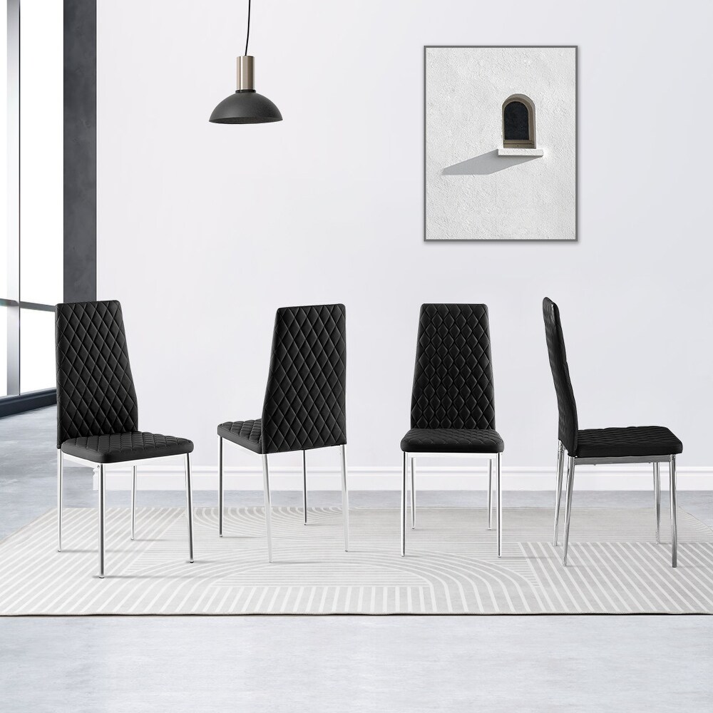 Modern Simple Dining Chairs with Metal Pipe Legs Set Of 4/6