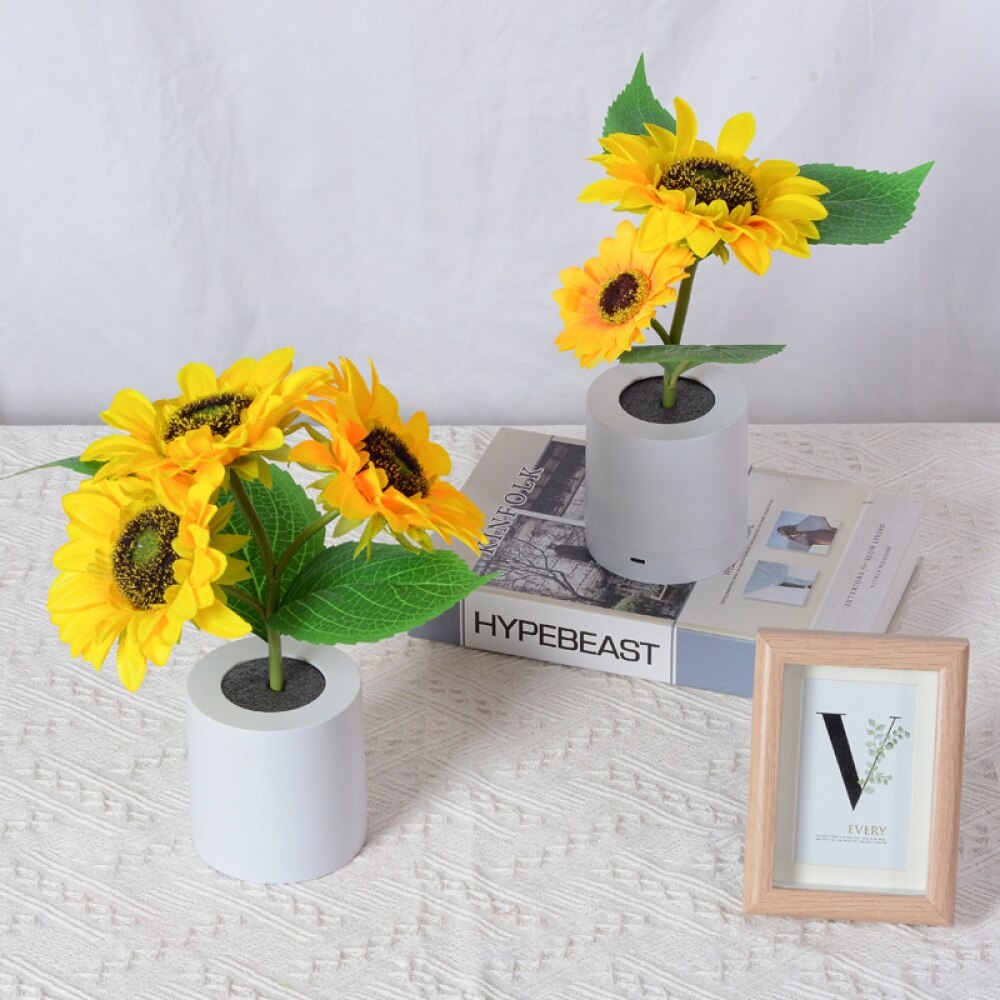 Simulation Sunflower Table Lamp Button Control Cure Department Style Warm Warm Light Comfortable And Pleasant Suitable For Bedside Study