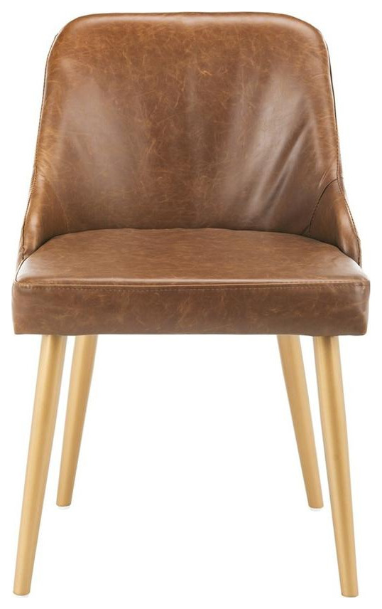 Celeste Upholstered Dining Chair set of 2 Light Brown / Gold   Midcentury   Dining Chairs   by Peachtree Fine Furniture  Houzz