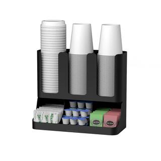 Mind Reader Anchor Collection 6-Compartment 2-Tier Coffee Cup and Condiment Organizer Black UPRIGHT6-BLK