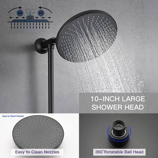 BWE 5-Spray Function Wall Bar Shower Kit with Showerhead Hand Shower Adjustable Slide Bar in Matte Black SF-002